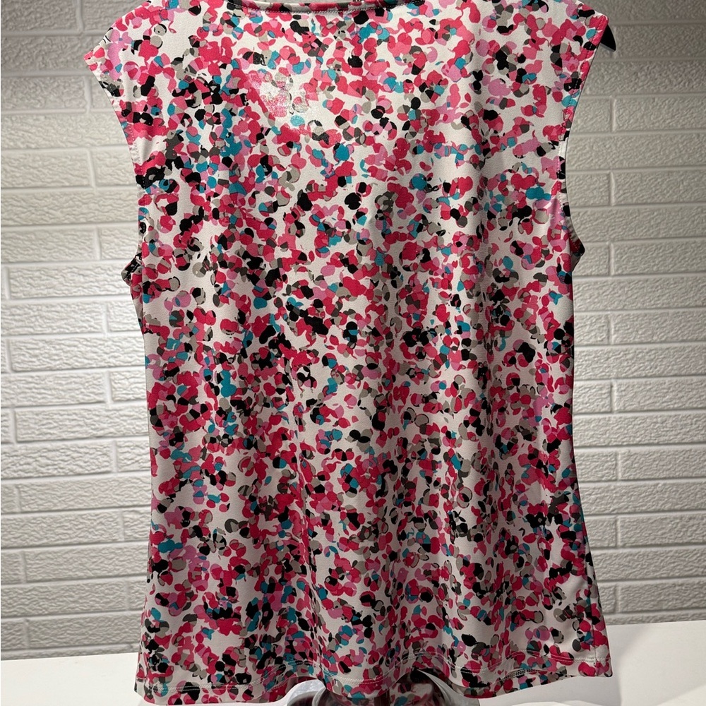 Kasper Pink and Black Ruffled Sleeveless Blouse - Picture 2 of 3